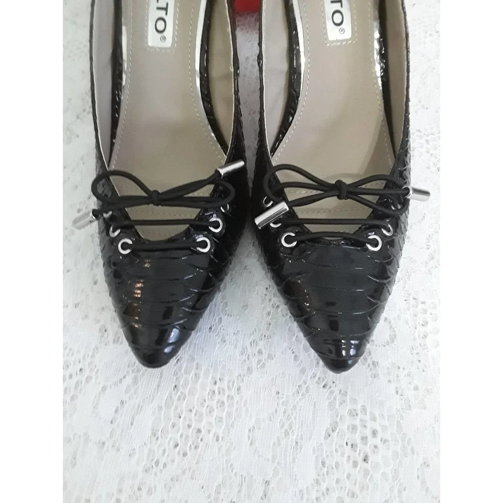 NIB Rialto Sz 7.5M MULLY Patent Leather Snakeskin Shoes Pumps Heels - Picture 2 of 6